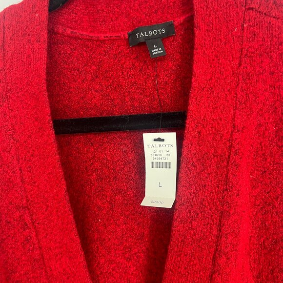 Talbots Red Alpaca Wool Blend Jeweled Buttons Cardigan Sweater Pockets - Picture 12 of 12